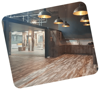 Wood effect flooring installed in a hospitality venue