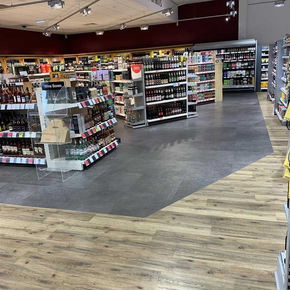 Booths Longton beers and spirits area with vinyl