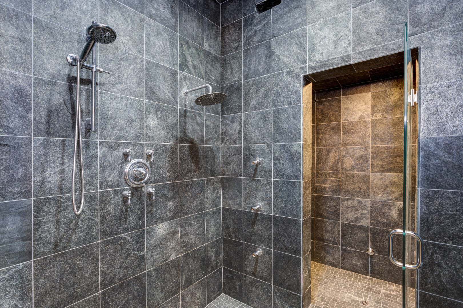 Welded vinyl flooring in a commercial wet room