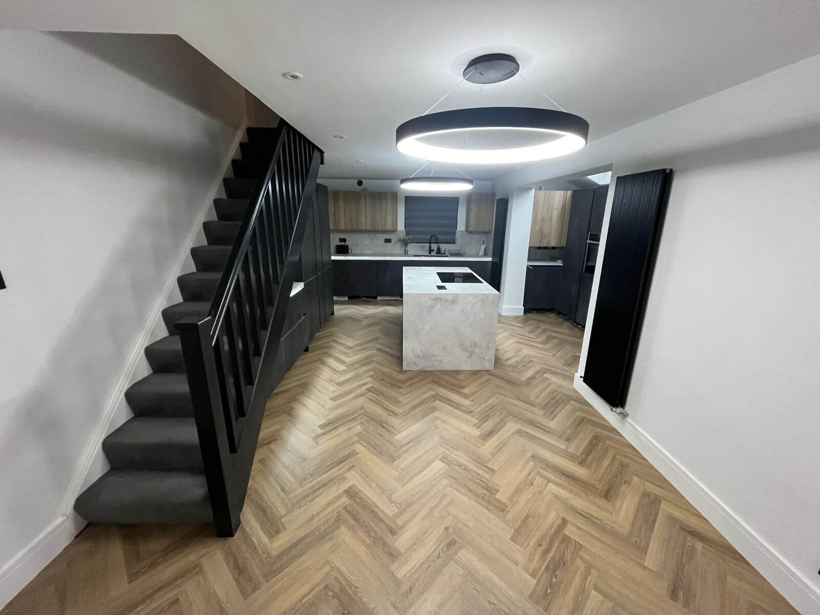kitchen area with luxury vinyl tile flooring