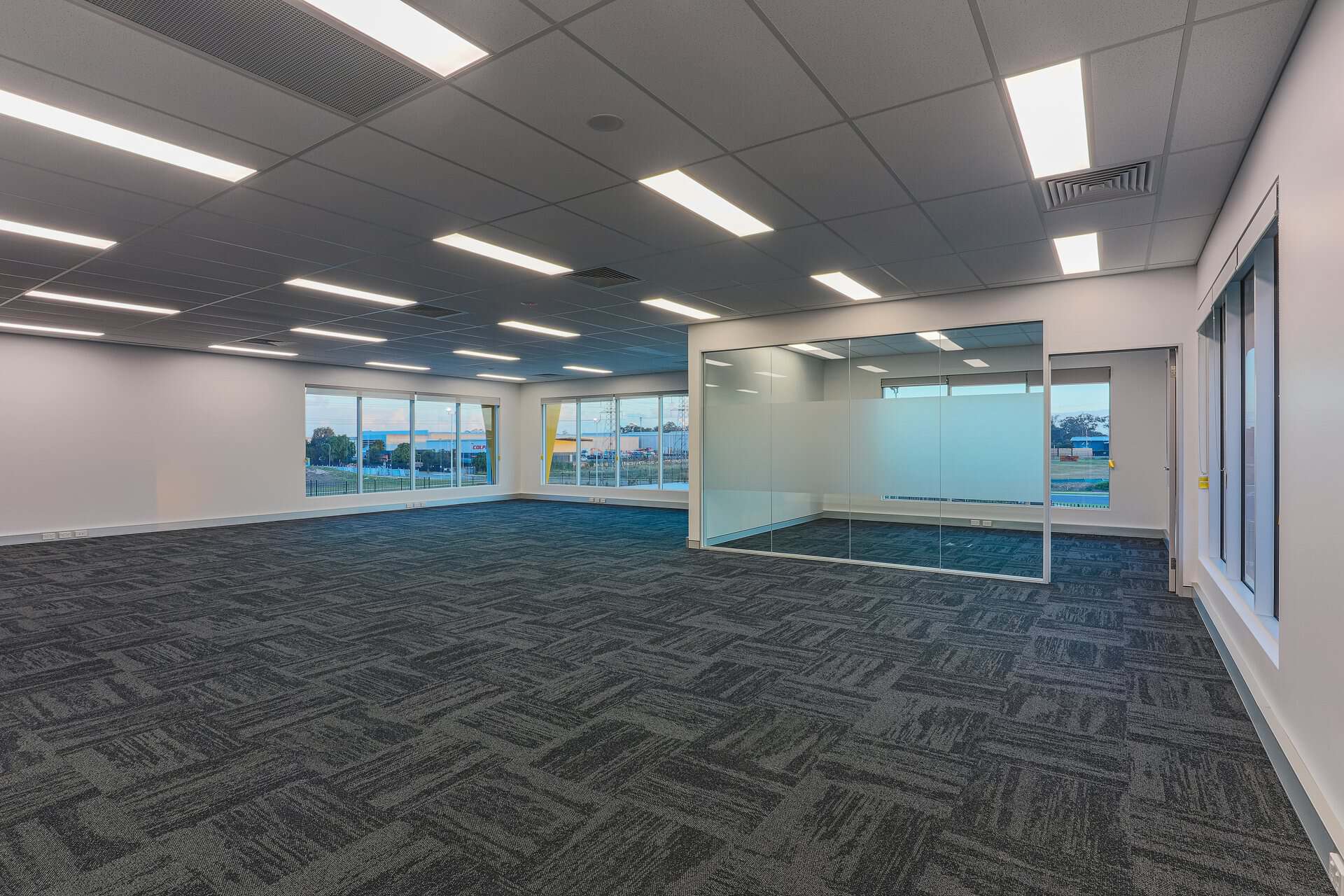 Carpet tiles fitted in an open-plan Preston office