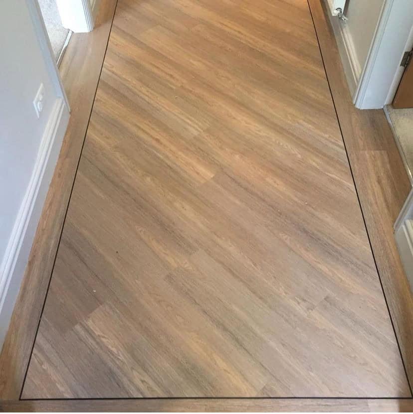 Luxury vinyl tile laid in a diagonal pattern