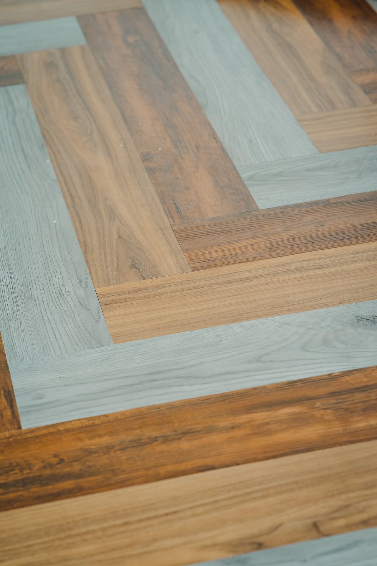 Herringbone luxury vinyl flooring in a design-led interior
