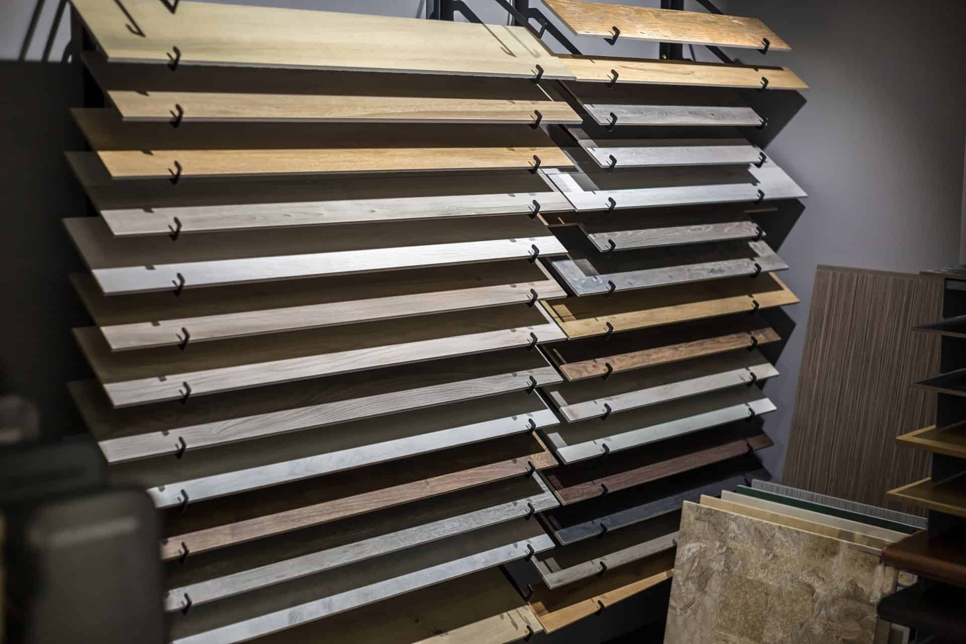 Luxury vinyl tile sample display for Preston customers