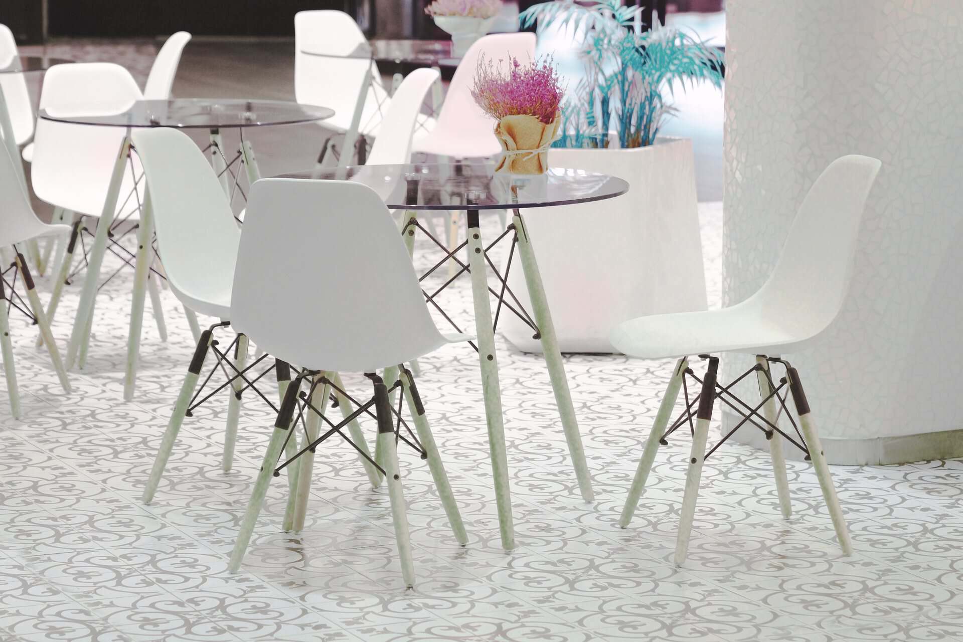 Resilient vinyl flooring in a restaurant and kitchen setting